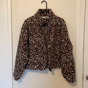 Leopard sherpa jacket